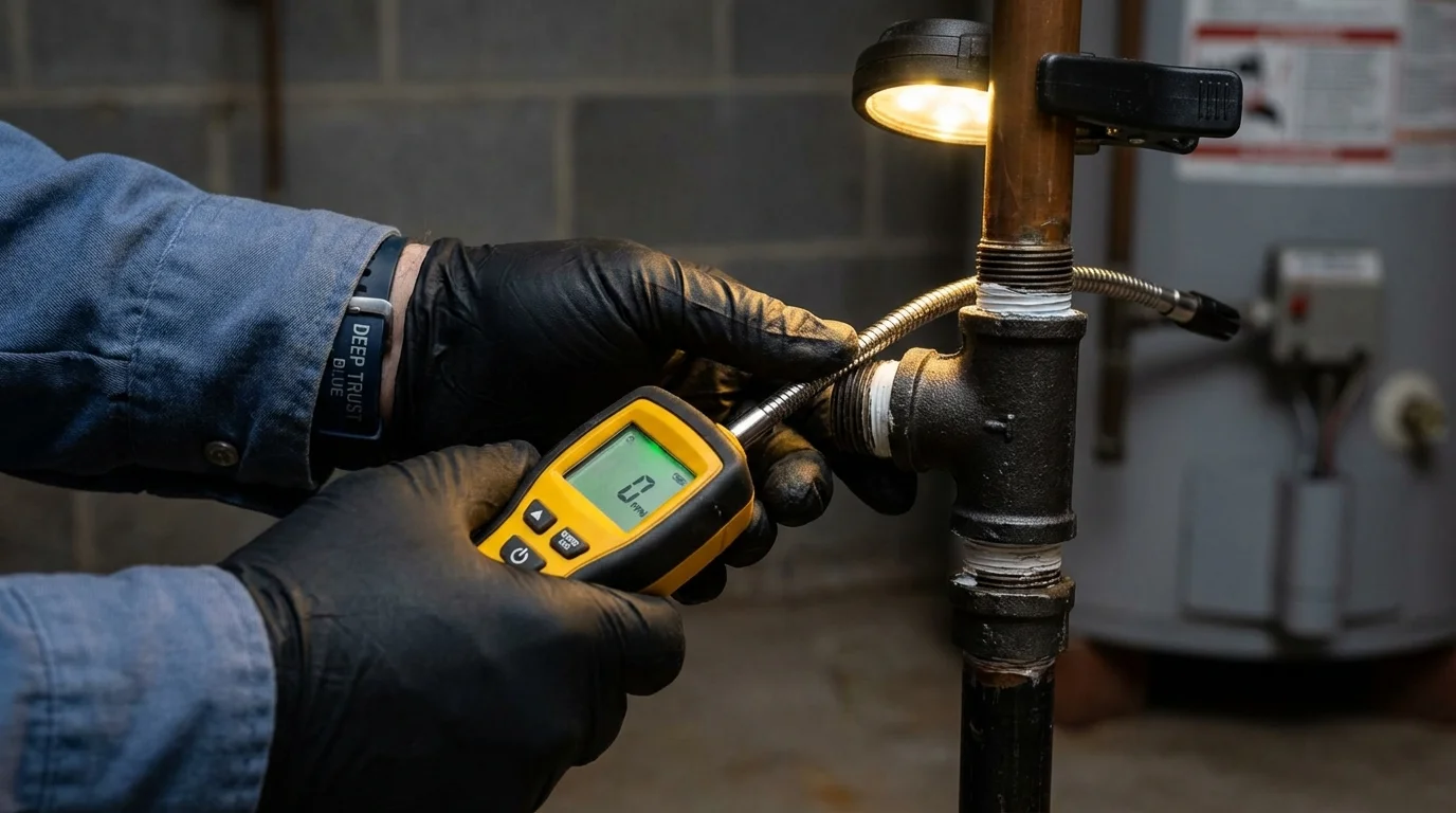 Gas leak detection with electronic sniffer by Johns Plumbing LLC in East Lansing